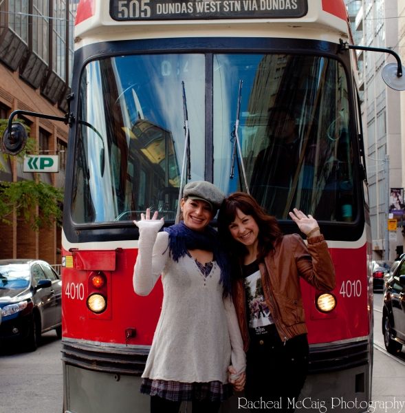 Chandra Lee Schwartz and Jackie Burns embrace Toronto and the TTC Streetcar Photo